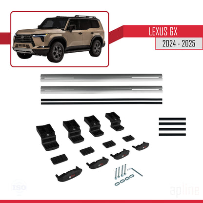 Compatible with Lexus GX 2024-2025 BASIC Model Car Roof Rack Cross Bar Grey Aluminium 2 Bars