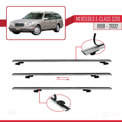 Compatible with Mercedes E Class S210 Wagon 1998-2002 BASIC Model Car Roof Rack Cross Bar Grey Aluminium 3 Bars