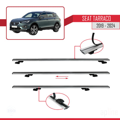 Compatible avec Seat Tarraco 2019-2024 BASIC Model Barres de Toit Railing Porte-Bagages de Voiture Gris Aluminium 3 Barres