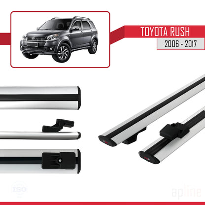 Compatible avec Toyota Rush 2006-2017 BASIC Model Barres de Toit Railing Porte-Bagages de Voiture Gris Aluminium 2 Barres