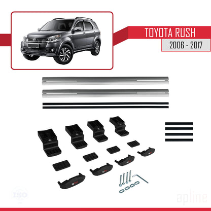 Compatible avec Toyota Rush 2006-2017 BASIC Model Barres de Toit Railing Porte-Bagages de Voiture Gris Aluminium 2 Barres