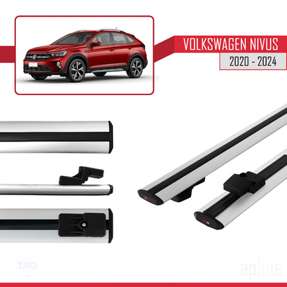 Compatible avec VW Nivus 2020-2024 BASIC Model Barres de Toit Railing Porte-Bagages de Voiture Gris Aluminium 2 Barres