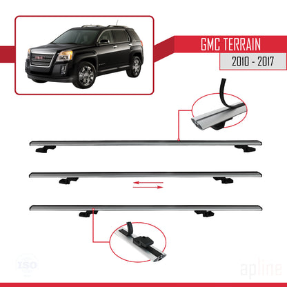 Compatible avec GMC Terrain 2010-2017 BASIC Model Barres de Toit Railing Porte-Bagages de Voiture Gris Aluminium 3 Barres