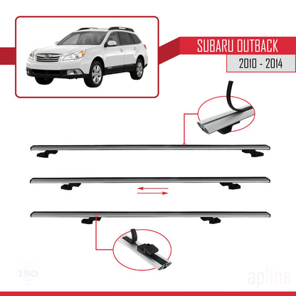 Compatible avec Subaru Outback 2010-2014 BASIC Model Barres de Toit Railing Porte-Bagages de Voiture Gris Aluminium 2 Barres