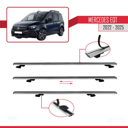 Compatible with Mercedes EQT / Citan W420 2022-2025 BASIC Model Car Roof Rack Cross Bar Grey Aluminium 2 Bars