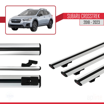 Compatible avec Subaru Crosstrek 2018-2023 BASIC Model Barres de Toit Railing Porte-Bagages de Voiture Gris Aluminium 3 Barres