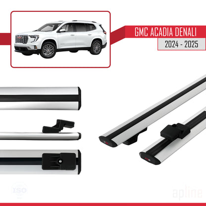 Compatible avec GMC Acadia Denali 2024-2025 BASIC Model Barres de Toit Railing Porte-Bagages de Voiture Gris Aluminium 2 Barres