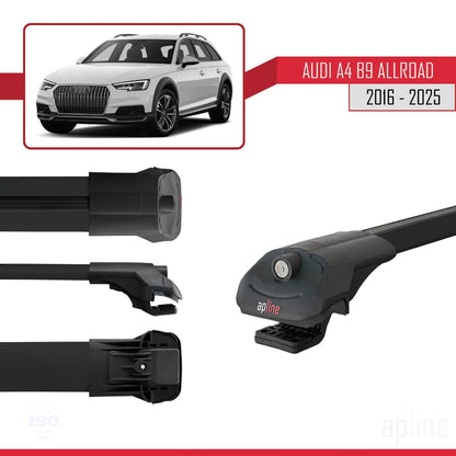 Compatible avec A4 (B9) Allroad 2016-2025 ACE-1 Barres de Toit Railing Porte-Bagages de Voiture Noir Aluminium 2 Barres