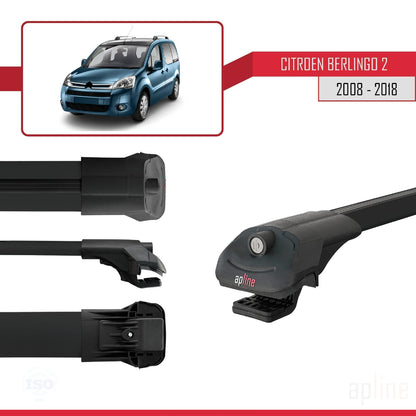 ACE-1 Dakdrager bagagedrager compatibel met Citroen Berlingo 2 (B9) 2008-2018 Spoorstaven Zwart Aluminium 4 Staven