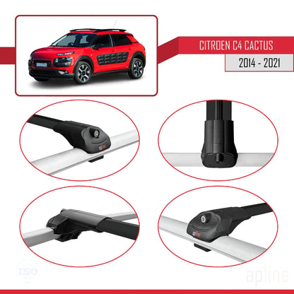 Compatible avec Citroen C4 Cactus 2014-2021 ACE-1 Barres de Toit Railing Porte-Bagages de Voiture Noir Aluminium 2 Barres