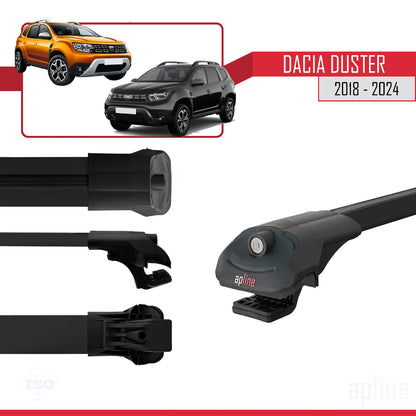 Compatible avec Dacia Duster 2 (HM) 2018-2024 ACE-1 Barres de Toit Railing Porte-Bagages de Voiture Noir Aluminium 3 Barres