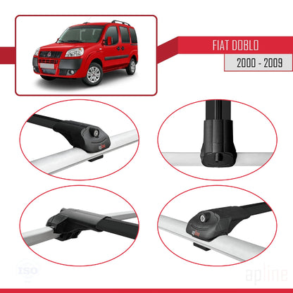 Compatible avec Fiat Doblo 2000-2009 ACE-1 Barres de Toit Railing Porte-Bagages de Voiture Noir Aluminium 3 Barres