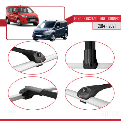 Compatible with Ford Transit/Tourneo Connect 2 2014-2021 ACE-1 Car Roof Rack Cross Bar Black Aluminium 3 Bars