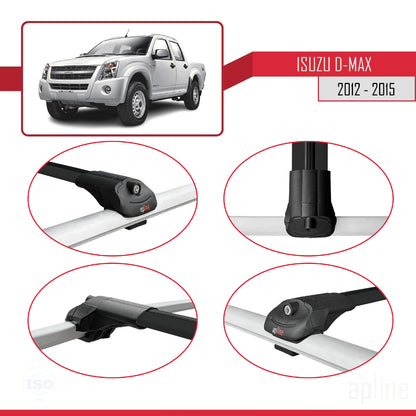 Compatible avec Isuzu D-Max 2 (RT50) Pre-Facelift 2012-2015 ACE-1 Barres de Toit Railing Porte-Bagages de Voiture Noir Aluminium 3 Barres