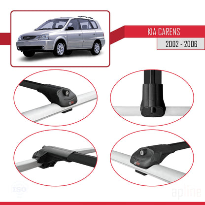 ACE-1 Dakdrager bagagedrager compatibel met Kia Carens Post-Facelift 2002-2006 Spoorstaven Zwart Aluminium 2 Staven