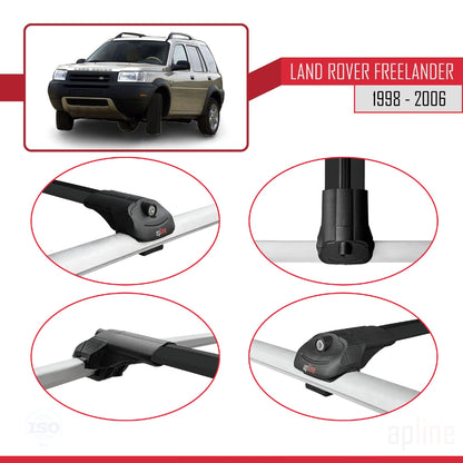Compatible avec Land Rover Freelander (L314) 1998-2006 ACE-1 Barres de Toit Railing Porte-Bagages de Voiture Noir Aluminium 2 Barres
