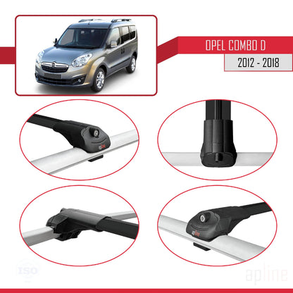 Compatible avec Opel Combo D 2012-2018 ACE-1 Barres de Toit Railing Porte-Bagages de Voiture Noir Aluminium 3 Barres