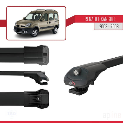 Compatible avec Renault Kangoo (X76) Post-Facelift 2003-2008 ACE-1 Barres de Toit Railing Porte-Bagages de Voiture Noir Aluminium 3 Barres