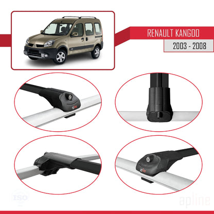 Compatible with Renault Kangoo (X76) Post-Facelift 2003-2008 ACE-1 Car Roof Rack Cross Bar Black Aluminium 2 Bars