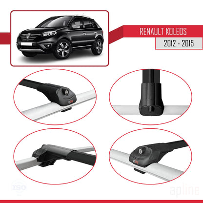 Compatible avec Renault Koleos (HY) Post-Facelift 2012-2015 ACE-1 Barres de Toit Railing Porte-Bagages de Voiture Noir Aluminium 3 Barres