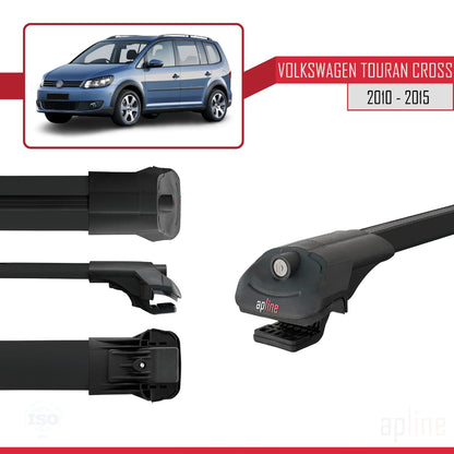 Compatible avec Volkswagen Touran (1T) Post-Facelift 2010-2015 ACE-1 Barres de Toit Railing Porte-Bagages de Voiture Noir Aluminium 3 Barres