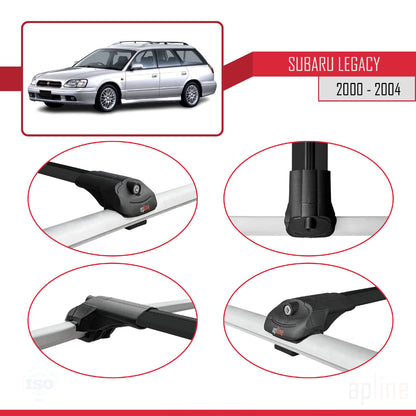 Compatible avec Subaru Legacy 3 (BE) 2000-2004 ACE-1 Barres de Toit Railing Porte-Bagages de Voiture Noir Aluminium 3 Barres