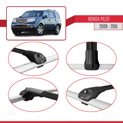 Compatible avec Honda Pilot 2 2009-2015 ACE-1 Barres de Toit Railing Porte-Bagages de Voiture Noir Aluminium 3 Barres