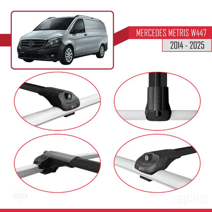 ACE-1 Dakdrager bagagedrager compatibel met Mercedes Metris (W447) 2014-2025 Spoorstaven Zwart Aluminium 2 Staven