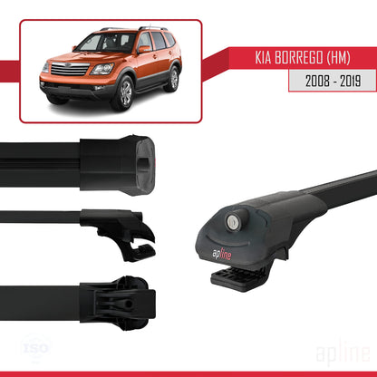 ACE-1 Dakdrager bagagedrager compatibel met Kia Borrego (HM) 2008-2019 Spoorstaven Zwart Aluminium 3 Staven
