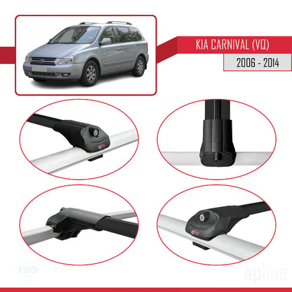 Compatible with Kia Carnival 2 (VQ) 2006-2014 ACE-1 Car Roof Rack Cross Bar Black Aluminium 3 Bars