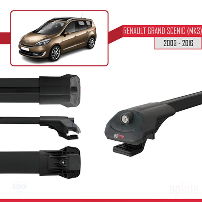 Compatible with Renault Grand Scenic 3 2009-2016 ACE-1 Car Roof Rack Cross Bar Black Aluminium 2 Bars