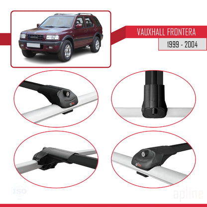 Compatible avec Vauxhall Frontera 2 1999-2004 ACE-1 Barres de Toit Railing Porte-Bagages de Voiture Noir Aluminium 2 Barres