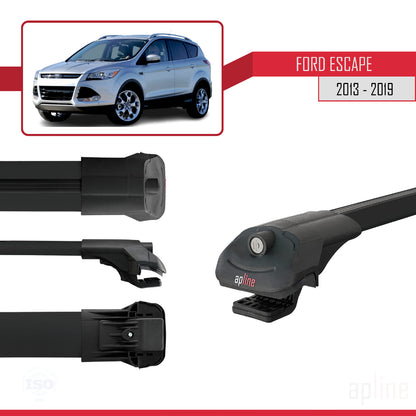 Compatible avec Ford Escape 3 2013-2019 ACE-1 Barres de Toit Railing Porte-Bagages de Voiture Noir Aluminium 3 Barres