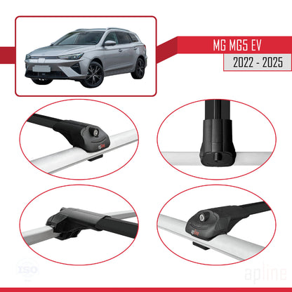 Compatible avec MG 5 EV 2022-2025 ACE-1 Barres de Toit Railing Porte-Bagages de Voiture Noir Aluminium 3 Barres