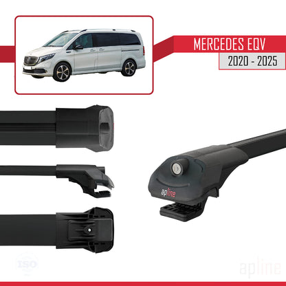 Compatible with Mercedes EQV (W447) 2020-2025 ACE-1 Car Roof Rack Cross Bar Black Aluminium 3 Bars