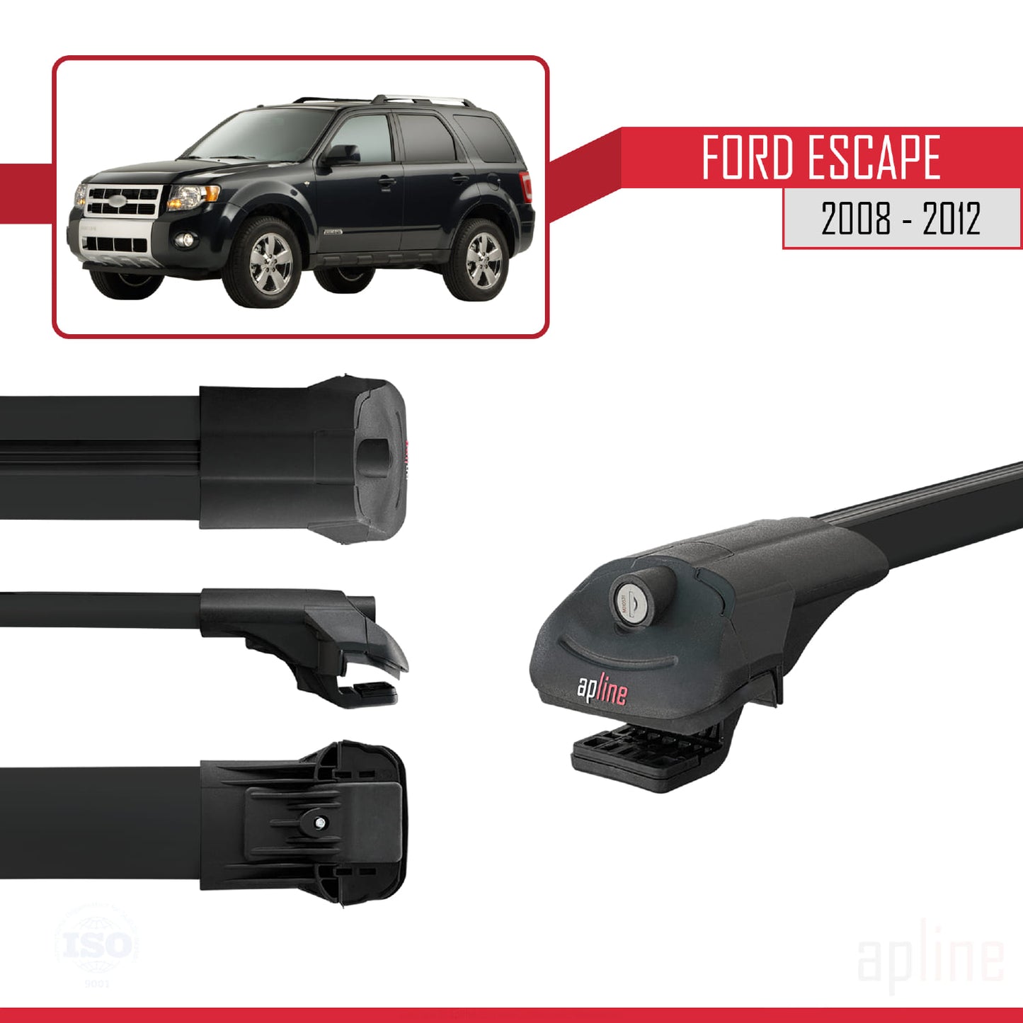 Compatible avec Audi 100 Avanta 1989-1994 ACE-1 Barres de Toit Railing Porte-Bagages de Voiture Noir Aluminium 2 Barres