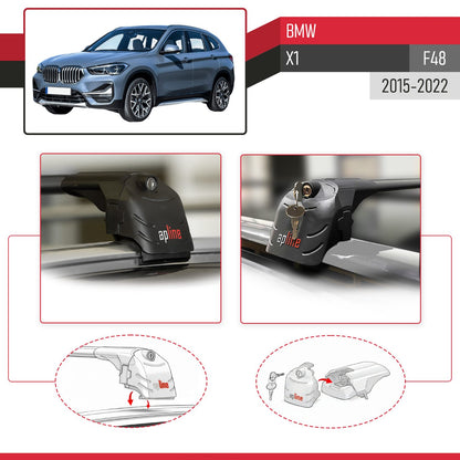 ACE-2 Dakdrager bagagedrager compatibel met BMW X1 (F48) 2016-2022 Spoorstaven Zwart Aluminium 2 Staven