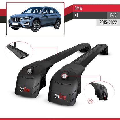 ACE-2 Dakdrager bagagedrager compatibel met BMW X1 (F48) 2016-2022 Spoorstaven Zwart Aluminium 2 Staven