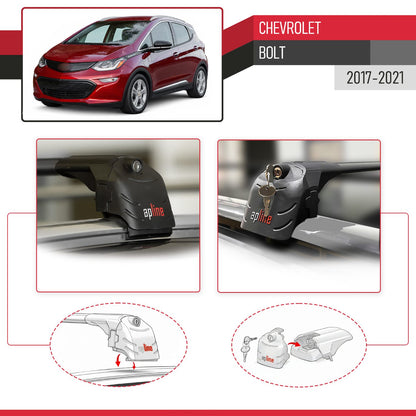 ACE-2 Dakdrager bagagedrager compatibel met Chevrolet Bolt 2017-2021 Spoorstaven Zwart Aluminium 2 Staven