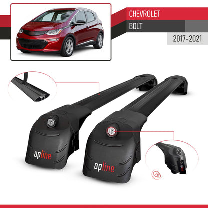ACE-2 Dakdrager bagagedrager compatibel met Chevrolet Bolt 2017-2021 Spoorstaven Zwart Aluminium 2 Staven