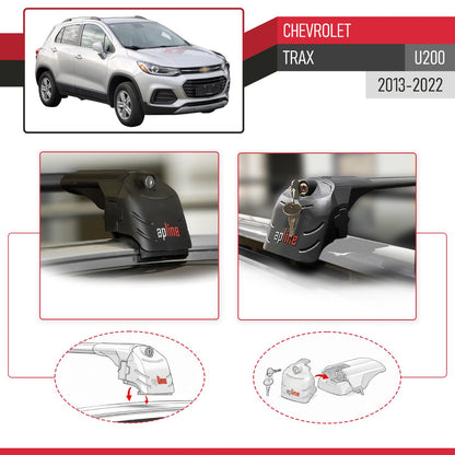 ACE-2 Dakdrager bagagedrager compatibel met Chevrolet Trax (U200) 2013-2022 Spoorstaven Zwart Aluminium 2 Staven