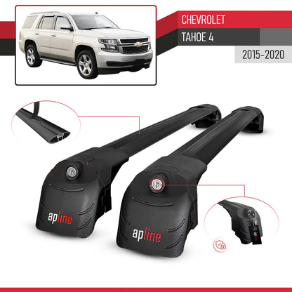 ACE-2 Dakdrager bagagedrager compatibel met Chevrolet Tahoe 4 2015-2020 Spoorstaven Zwart Aluminium 2 Staven