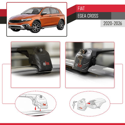 ACE-2 Dakdrager bagagedrager compatibel met Fiat Egea Cross 2020-2025 Spoorstaven Zwart Aluminium 2 Staven
