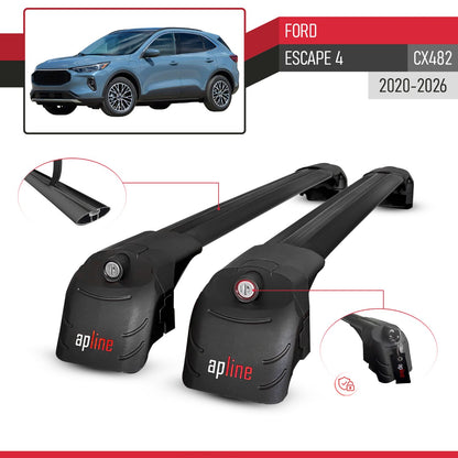 ACE-2 Dakdrager bagagedrager compatibel met Ford Escape 4 (CX482) 2020-2025 Spoorstaven Zwart Aluminium 2 Staven