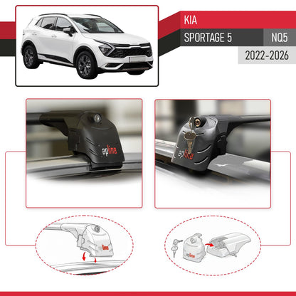ACE-2 Dakdrager bagagedrager compatibel met Kia Sportage 5 (NQ5) 2022-2025 Spoorstaven Zwart Aluminium 2 Staven