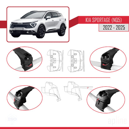 ACE-2 Dakdrager bagagedrager compatibel met Kia Sportage 5 (NQ5) 2022-2025 Spoorstaven Zwart Aluminium 2 Staven