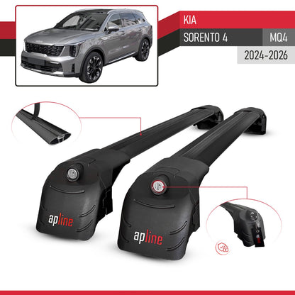 Compatible with Kia Sorento 4 (MQ4) 2021-2025 ACE-2 Car Roof Rack Cross Bar Black Aluminium 2 Bars