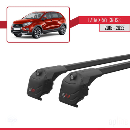 ACE-2 Dakdrager bagagedrager compatibel met Lada Xray 2015-2022 Spoorstaven Zwart Aluminium 2 Staven