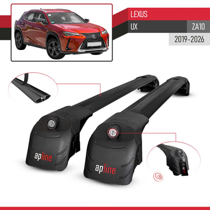 Compatible with Lexus UX (ZA10) 2019-2025 ACE-2 Car Roof Rack Cross Bar Black Aluminium 2 Bars