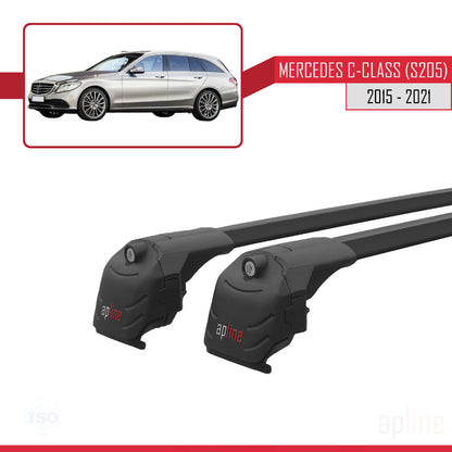 Compatible avec Mercedes Classe C 4 (S205) 2015-2021 ACE-2 Barres de Toit Railing Porte-Bagages de Voiture Noir Aluminium 2 Barres